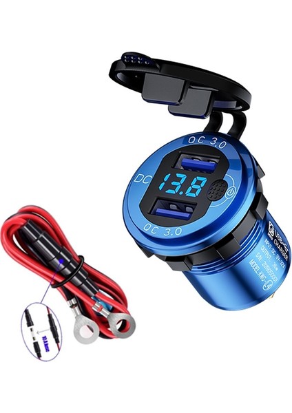 Araba USB Şarj Cihazı Altın Kabuk Yeşil Işık Terminal Özellikleri Ile: Lue Shell Mavi Işık ile 60CM Hattı (Yurt Dışından)