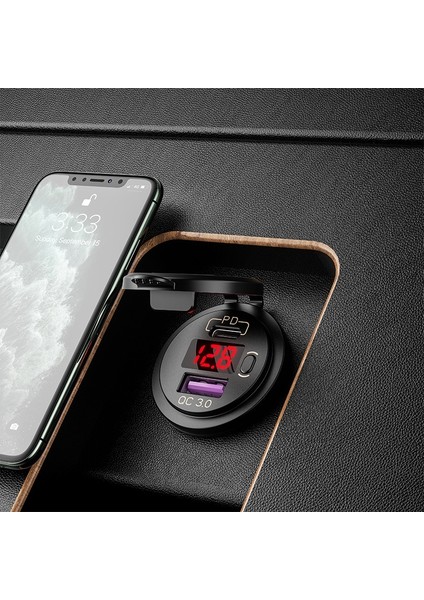 12 V ile Değiştirilmiş Araba USB Şarj Voltaj Göstergesi Pd Qc3.0 Soket (Kırmızı Işık) (Yurt Dışından) fiyatları