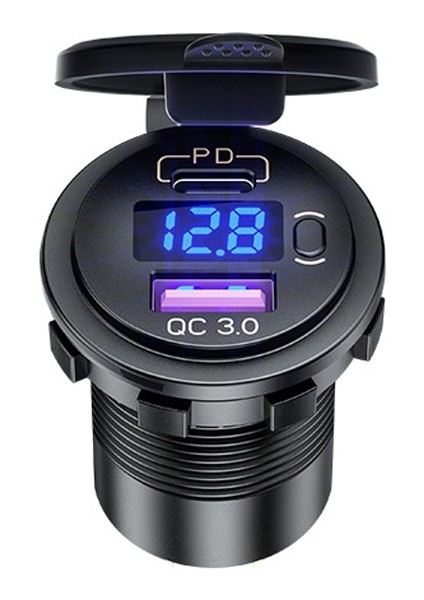 12 V ile Değiştirilmiş Araba USB Şarj Voltaj Göstergesi Pd Qc3.0 Soket (Kırmızı Işık) (Yurt Dışından) modelleri