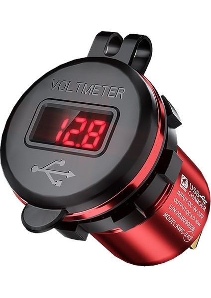 Araba Motosiklet Modifiye USB Şarj Qc3.0 Metal Su Geçirmez Hızlı Şarj (Kırmızı Kabuk Kırmızı Işık) (Yurt Dışından) fiyatları