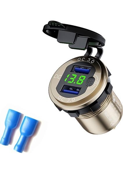 Araba USB Şarj Cihazı Altın Kabuk Yeşil Işık Terminal Özellikleri: Terminal ile Altın Kabuk Yeşil Işık (Yurt Dışından)