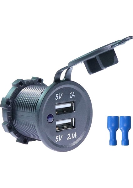 Kwg-P1 Araba Motosiklet Gemi Modifiye USB Şarj 5 V 3.1A Mavi LED Lamba Ekran ile Su Geçirmez ve Toz Geçirmez Araç Şarj (Yurt Dışından)