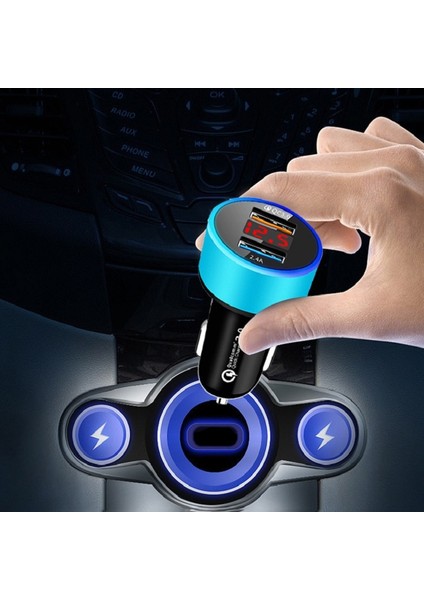 2 Adet Alüminyum Yüzük Ekran Araç Şarj Qc3.0 + 2.4A Alüminyum Alaşım Çok Fonksiyonlu Halo Dijital Ekran Araç Şarj (Şampanya Kırmızı) (Yurt Dışından) fiyatları