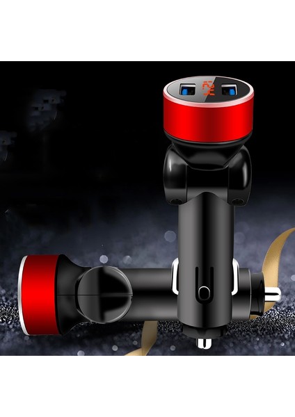 2 Adet Alüminyum Halka Dönen Dijital Ekran Araç Şarj Çift USB Çok Fonksiyonlu Ekran Hızlı Şarj 3.1A Araç Şarj Cihazı (Şampanya Kırmızı) (Yurt Dışından) fiyatları