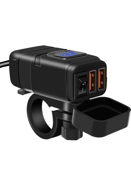 Evrensel Araba Süper Hızlı Çift Bağlantı Noktası USB Şarj Güç Çıkışı Adaptörü ile LED Dijital Voltmetre (Mavi Işık) (Yurt Dışından)