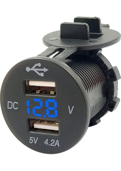 4.2A Dual USB Gerilim Ekranlı Cep Telefonu Şarj Soket Güç Kaynağı 12 V Araba Motosiklet (Mavi Işık) (Yurt Dışından)