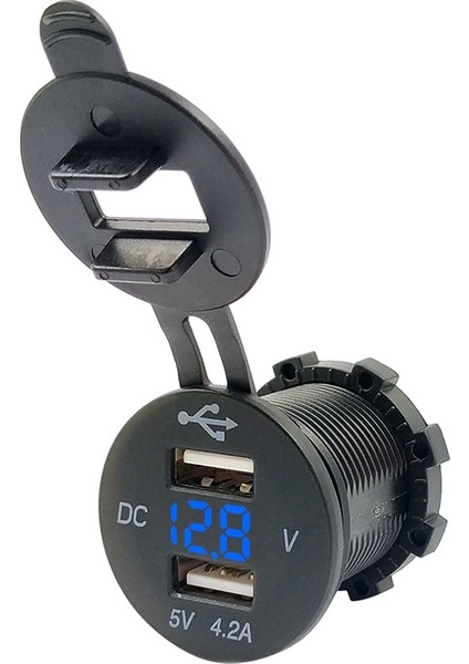 4.2A Dual USB Gerilim Ekranlı Cep Telefonu Şarj Soket Güç Kaynağı 12 V Araba Motosiklet (Mavi Işık) (Yurt Dışından) fiyatları
