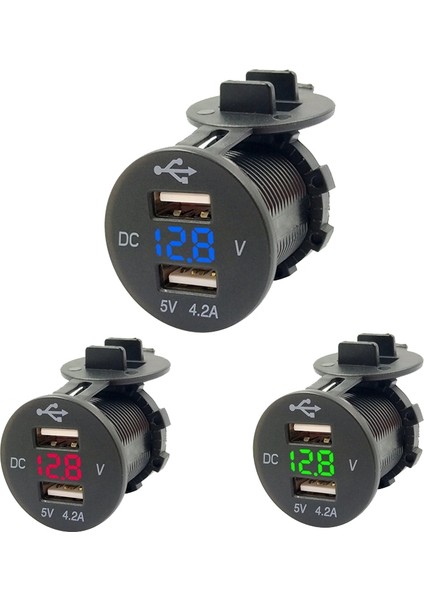 4.2A Dual USB Gerilim Ekranlı Cep Telefonu Şarj Soket Güç Kaynağı 12 V Araba Motosiklet (Mavi Işık) (Yurt Dışından) modelleri