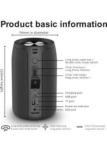 S32 5 W Hıfı Bas Kablosuz Bluetooth Hoparlör, Süpürgelikler-Free / USB / Aux (Mavi) (Yurt Dışından) fiyatları