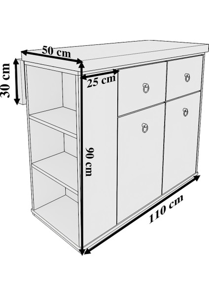 Lalin Mutfak Adası Dolaplı Çok Amaçlı Çekmeceli Kapaklı Mdf fırsatları
