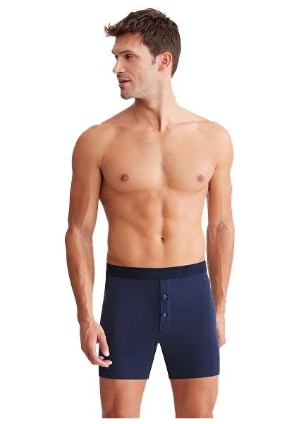 Legend Çift Düğmeli Uzun Erkek Lacivert Boxer