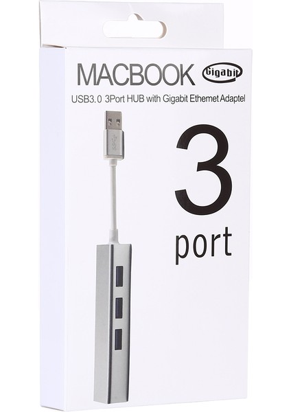 Alüminyum Kabuk 3 Usb3.0 Ports Hub Usb3.0 Gigabit Ethernet Adaptörü (Yurt Dışından)