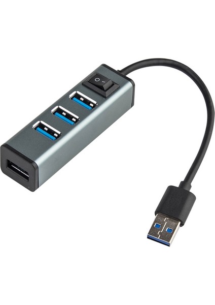 USB - 4 USB 3.0 Bağlantı Noktası Alüminyum Alaşımlı Göbek (Gri) (Yurt Dışından)