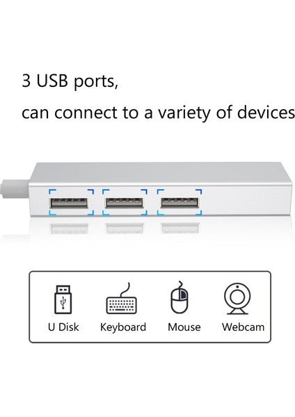 YH-U1009 3 x USB 3.0 RJ45-USB 3.0 Dizüstü Bilgisayarlar Için Harici Sürücü Içermeyen Göbek, Rastgele Renk Dağıtım (Yurt Dışından)