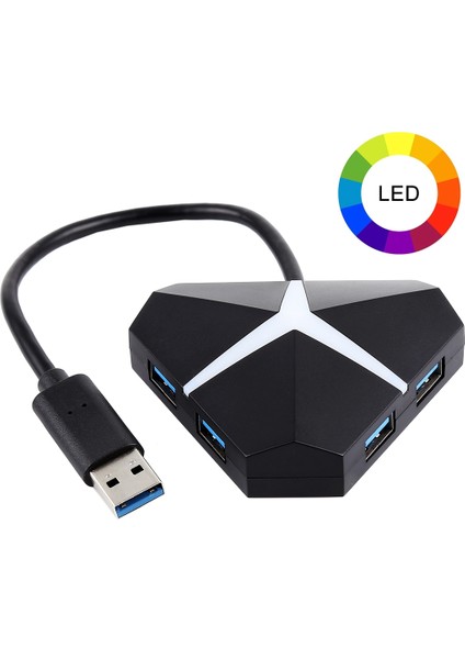 5gbps Süper Hızlı 4 Bağlantı Noktası USB 3.0 Hub Adaptörü, Kablo Uzunluğu: Yaklaşık 20 cm (Siyah) (Yurt Dışından)