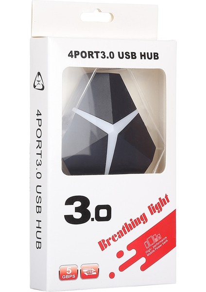 5gbps Süper Hızlı 4 Bağlantı Noktası USB 3.0 Hub Adaptörü, Kablo Uzunluğu: Yaklaşık 20 cm (Siyah) (Yurt Dışından)