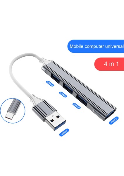2 Pc Çok Işlevli Genişletilmiş Yerleştirme, Spec: Type-C/usb-C 3.0 (Gri) (Yurt Dışından)