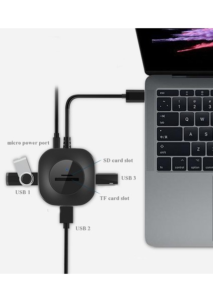 H25-3.0 3 x USB Port Tf/sd Kart Okuyucu Bilgisayar Defteri Yüksek Hızlı Hub Splitter (Yurt Dışından)