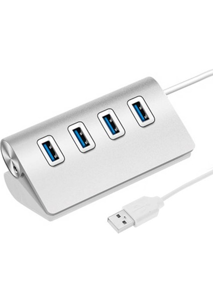 Yüksek Hızlı 5gbps 4 Bağlantı Noktası USB 3.0 Hub Taşınabilir Alüminyum USB Ayırıcı, Destek 2 Tb (Gümüş) (Yurt Dışından)