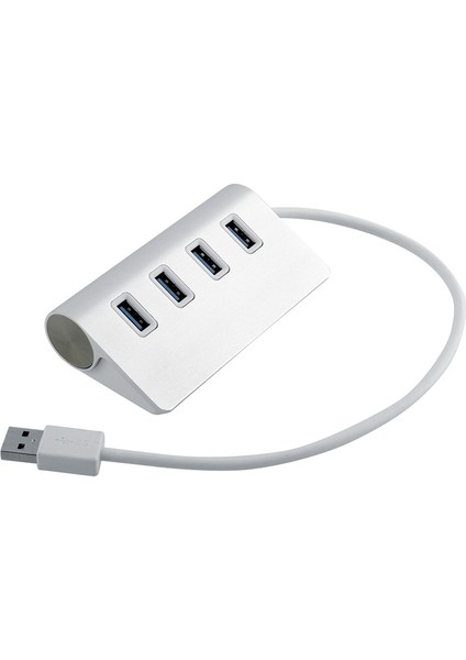 Yüksek Hızlı 5gbps 4 Bağlantı Noktası USB 3.0 Hub Taşınabilir Alüminyum USB Ayırıcı, Destek 2 Tb (Gümüş) (Yurt Dışından)