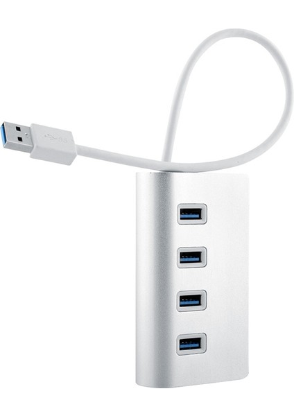 Yüksek Hızlı 5gbps 4 Bağlantı Noktası USB 3.0 Hub Taşınabilir Alüminyum USB Ayırıcı, Destek 2 Tb (Gümüş) (Yurt Dışından)