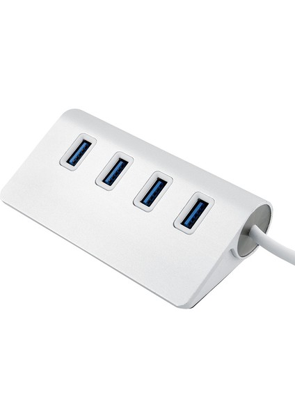 Yüksek Hızlı 5gbps 4 Bağlantı Noktası USB 3.0 Hub Taşınabilir Alüminyum USB Ayırıcı, Destek 2 Tb (Gümüş) (Yurt Dışından)
