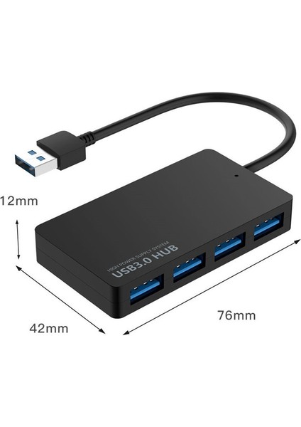 KYTC47 4 Bağlantı Noktası USB Adaptör Kablosu, Renk: Siyah USB 3.0 (Yurt Dışından)