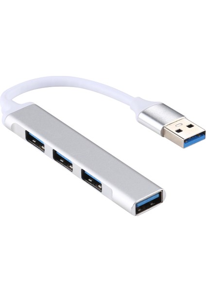 A-809 4 x USB 3.0-Usb 3.0 Alüminyum Alaşım Hub Adaptörü (Gümüş) (Yurt Dışından)