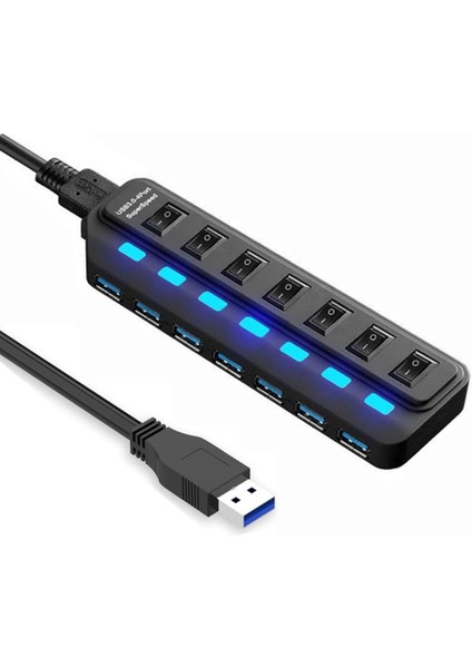 7 Bağlantı Noktası USB 3.0 Hub Bağımsız Anahtarlama Ayırıcı (Yurt Dışından)