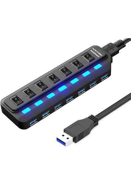 7 Bağlantı Noktası USB 3.0 Hub Bağımsız Anahtarlama Ayırıcı (Yurt Dışından)