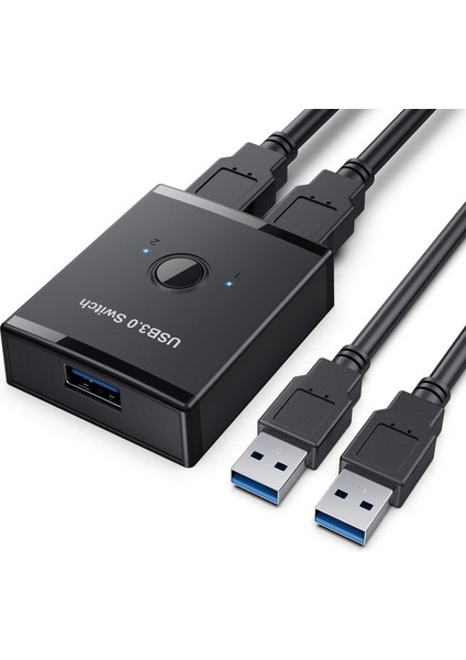 T25 2 Arada 1 Usb3.0 Çift Yönlü Anahtar Yazıcı Paylaşıcı Ayrıştırıcı (Siyah) (Yurt Dışından)