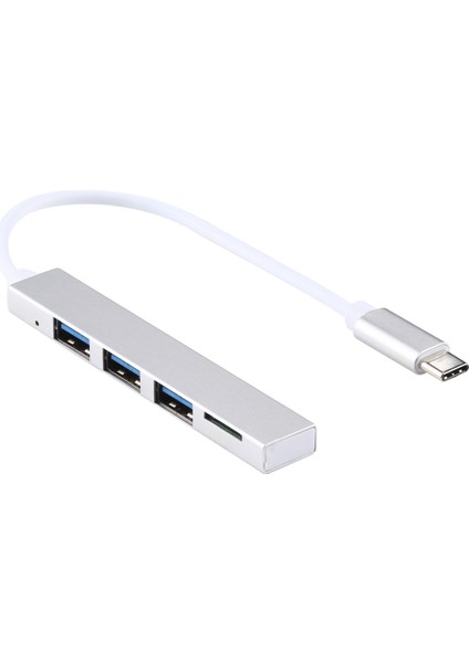 T-818 Tf 3 x USB 3.0-Usb-C / Typ-C Hub Adaptörü (Gümüş) (Yurt Dışından)