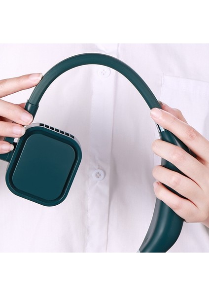 G2 Asılı Boyun Yapraksız Fan Açık Öğrenci Sporları Mini USB Sessiz Fan, Renk: 4000MAH Gece Yeşil (Yurt Dışından) modelleri