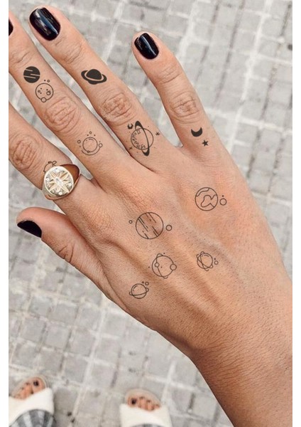 Minimal Gezegen Tattoo Geçici Dövme