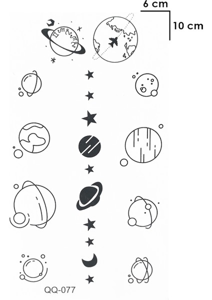 Minimal Gezegen Tattoo Geçici Dövme