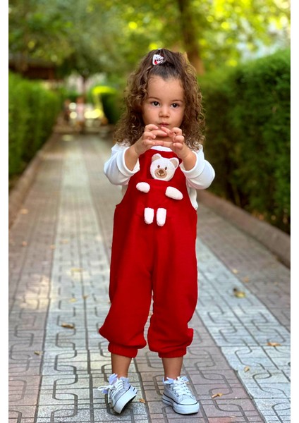 Unisex En Çizgi Fitilli Lacivert Teddy Oyuncaklı 2'li Salopet