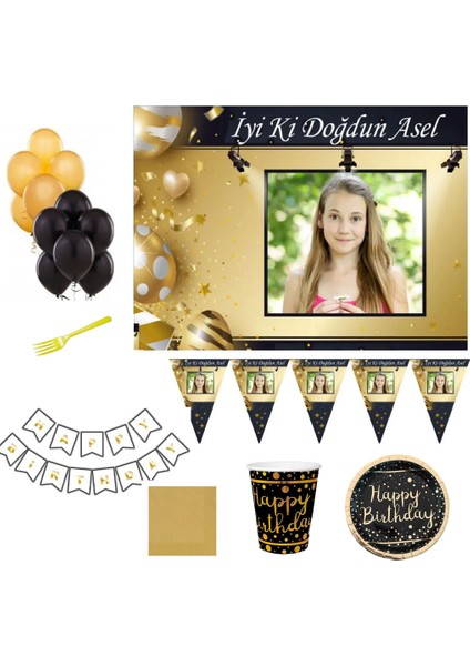 Genç Yetişkin Happy Birthday Doğum Günü Süsleri Afiş Li Kişiye Özel