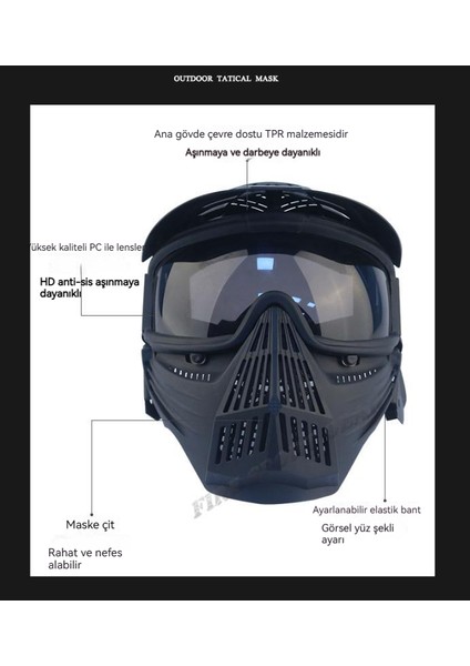 Taktik Saha Koruyucu Maske Açık Sürüş Koruması Büyük Maske (Yurt Dışından) modelleri