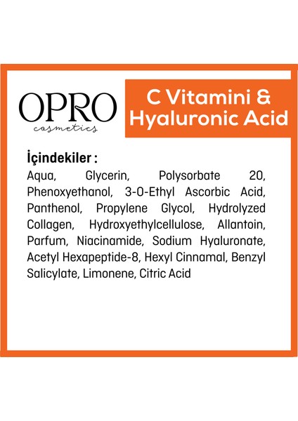 C Vitamini & Hyaluronik Asit Aydınlatıcı Etkili Cilt Bakım Serumu 30 ml - Multi Peptit, Niacinamide, D Panthenol (Provitamin B5) fırsatları
