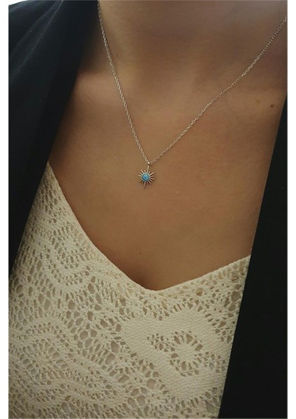 Opal Taşlı Kutup (Kuzey) Yıldızı Gümüş Kolye fiyatları