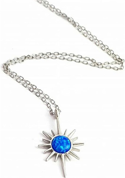Opal Taşlı Kutup (Kuzey) Yıldızı Gümüş Kolye modelleri