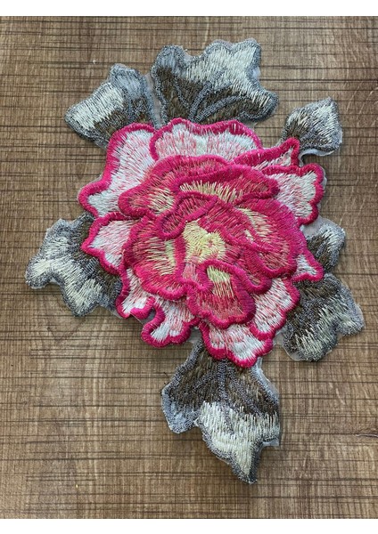 21X16 cm Nakış Işlemeli Kabartma Gül Aplike Arma Yama Dikiş Aksesuarı