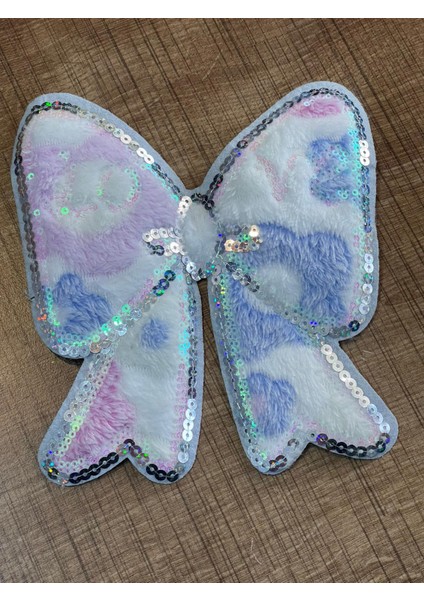 17X16 cm Peluş Payetli Fiyonk Aplike Arma Yama Dikiş Aksesuarı
