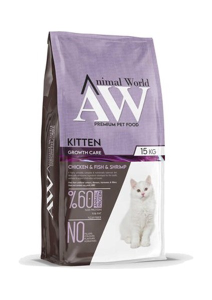 Animal World Kitten Tavuk - Balık ve Karidesli Yavru Kedi Maması 15 kg