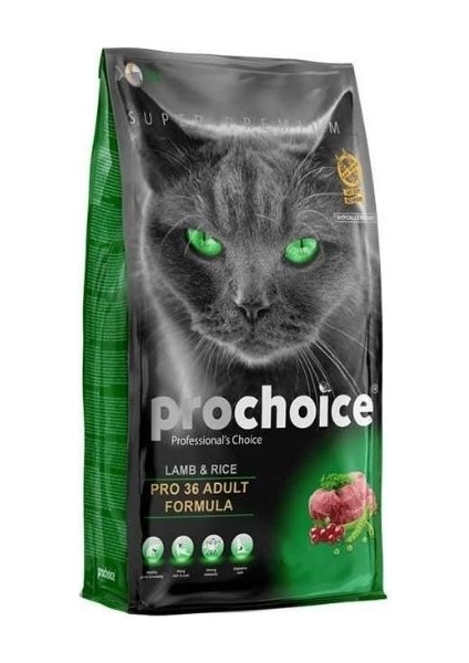 Pro 36 Kuzu Eti ve Pirinçli Yetişkin Kedi Maması 15 kg
