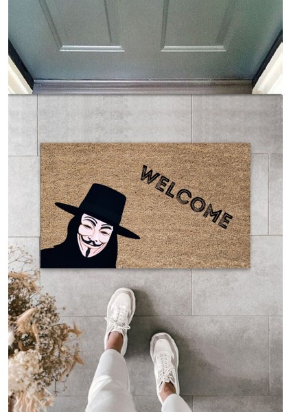Home Modern Dijital Baskı Kahverengi V For Vendetta Paspas- 45X70 cm Kapı Önü Paspası