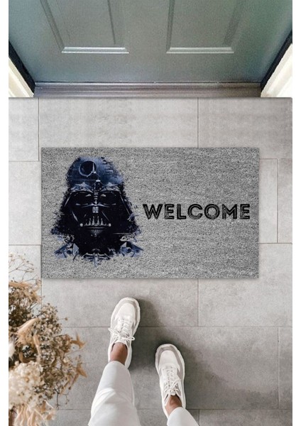 Modern Dijital Baskı - Gri Darth Vader - Kapı Önü Paspası