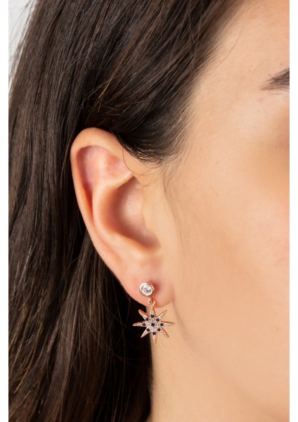 Kadın 925 Ayar Gümüş Sallantılı Nazar Küpe