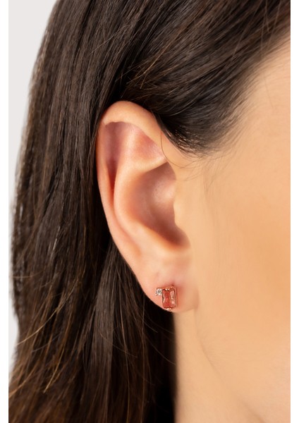 Kadın 925 Ayar Gümüş Taşlı Minimal Küpe