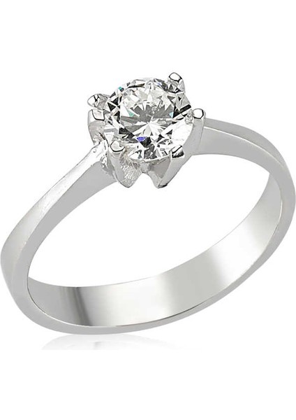 Gümüş Tek Taş Bayan Yüzük